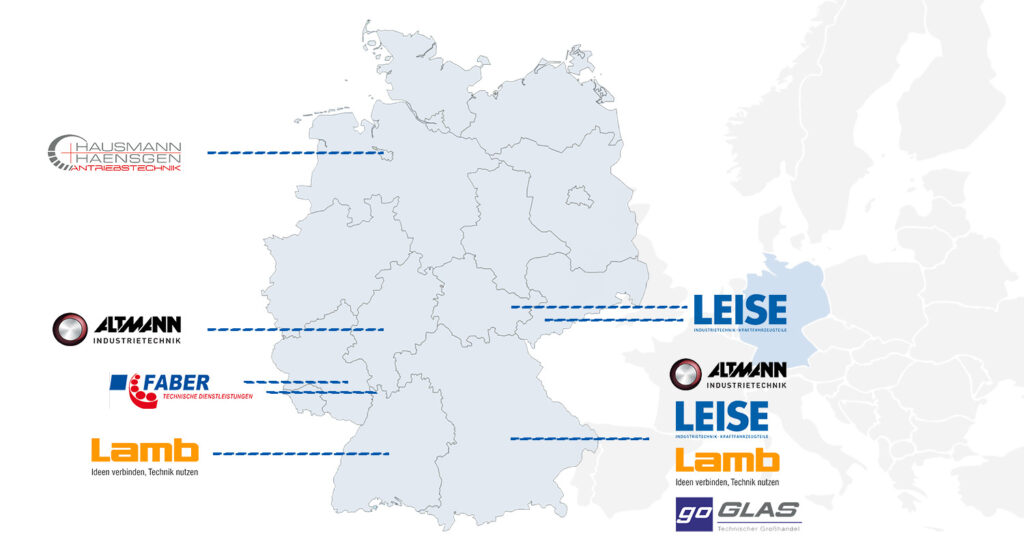 Deutschlandkarte mit den Standorten der MOVE IT24 Kooperationspartner