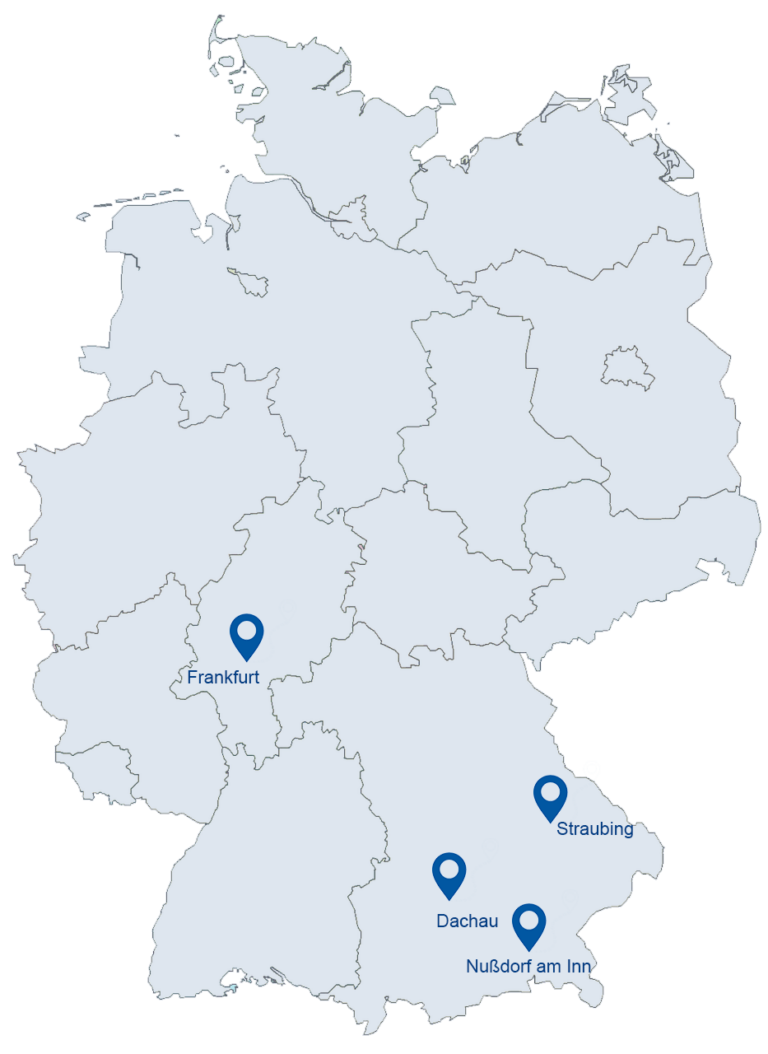 Deutschlandkarte mit den Standorten unseres Partners ALTMANN