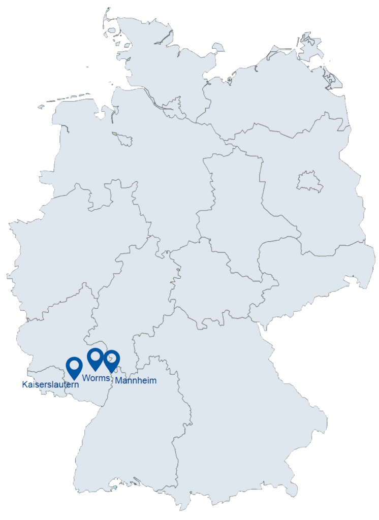 Deutschlandkarte mit den Standorten unseres Partners Faber