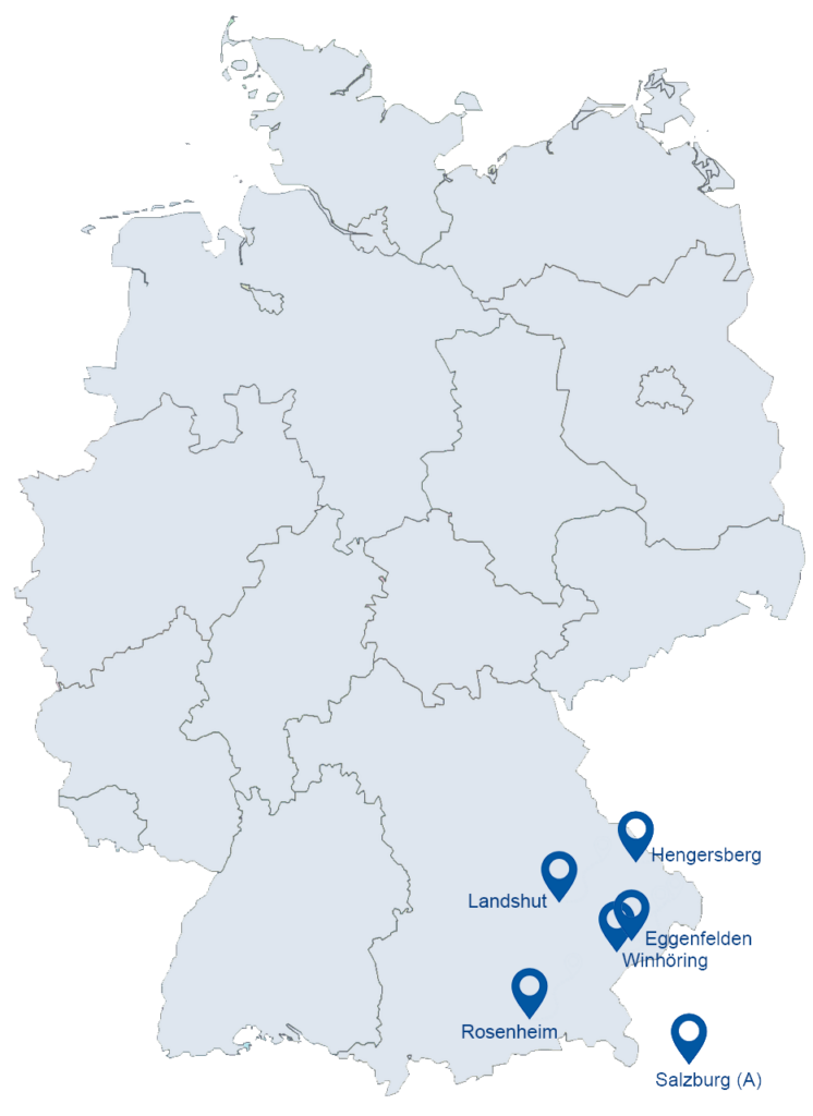 Deutschlandkarte mit den Standorten unseres Partners Otto GLAS