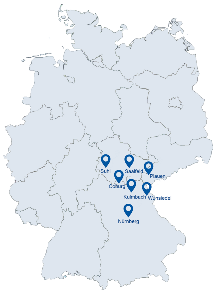 Deutschlandkarte mit den Standorten unseres Partners LEISE