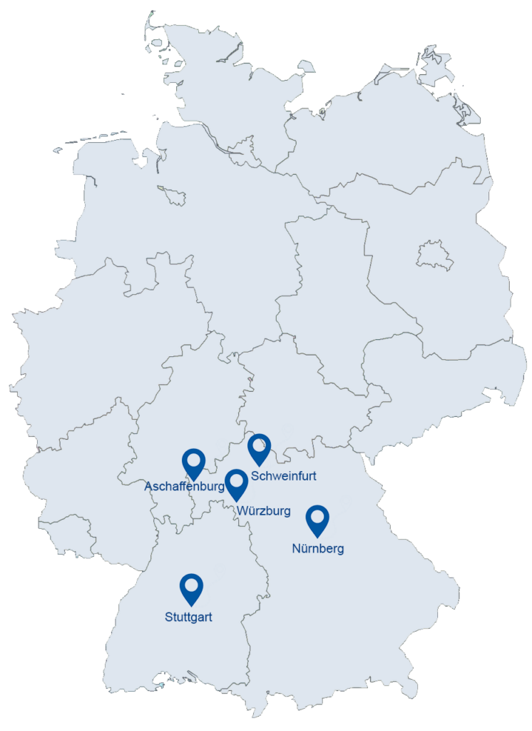Deutschlandkarte mit den Standorten unseres Partners Lamb
